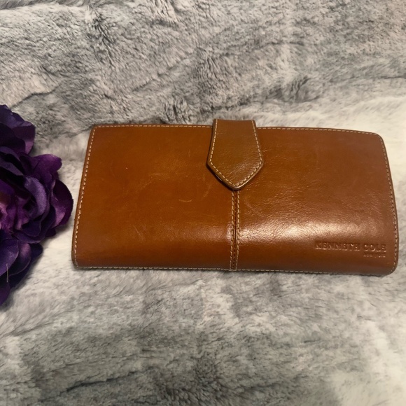 Kenneth Cole New York Bi-fold Brown Leather Wallet Checkbook Organizer - Picture 7 of 11